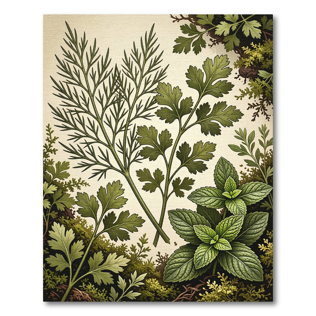 Green Herb Garden Botanical Sprig Rug