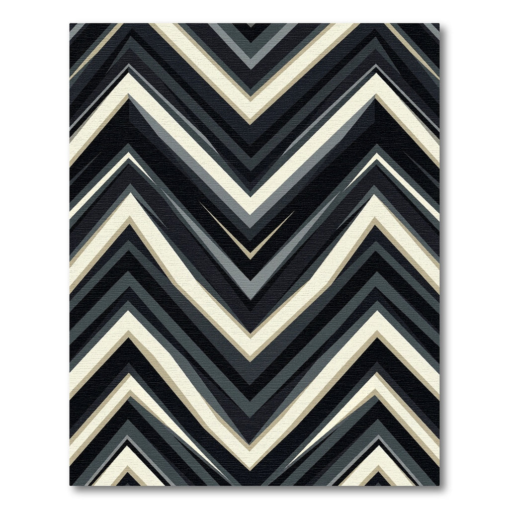Dark Gray Cream Chevron Zigzag Art Rug
