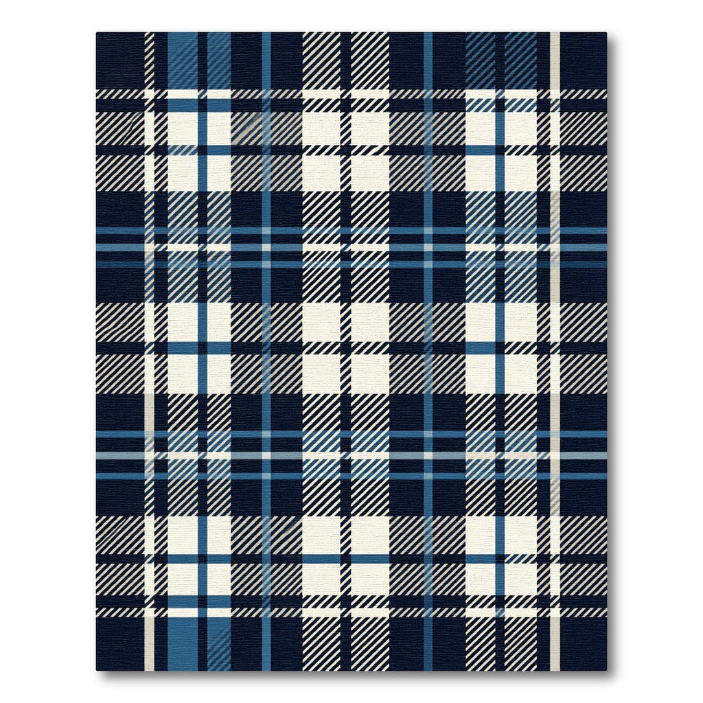 Classic Navy Cream Plaid Grid Rug