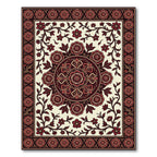 Crimson Rose Medallion Botanical Area Rug