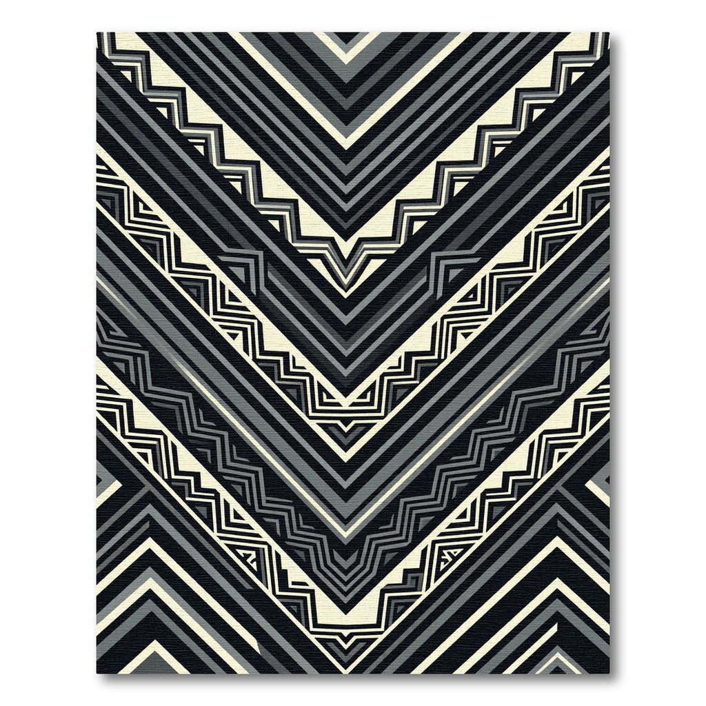 Monochromatic Chevron Geometric Black Gray Rug