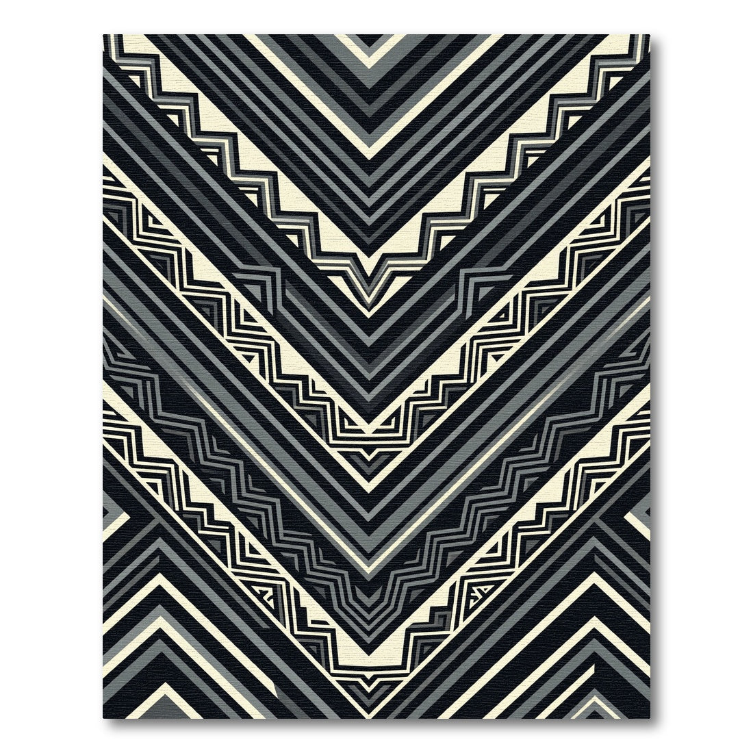 Monochromatic Chevron Geometric Black Gray Rug