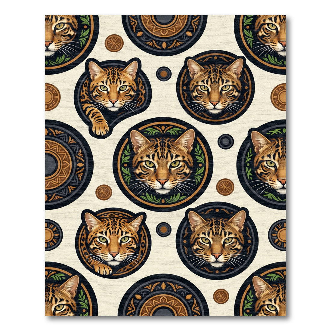 Golden Ocelot Medallion and Floral Repeat Rug