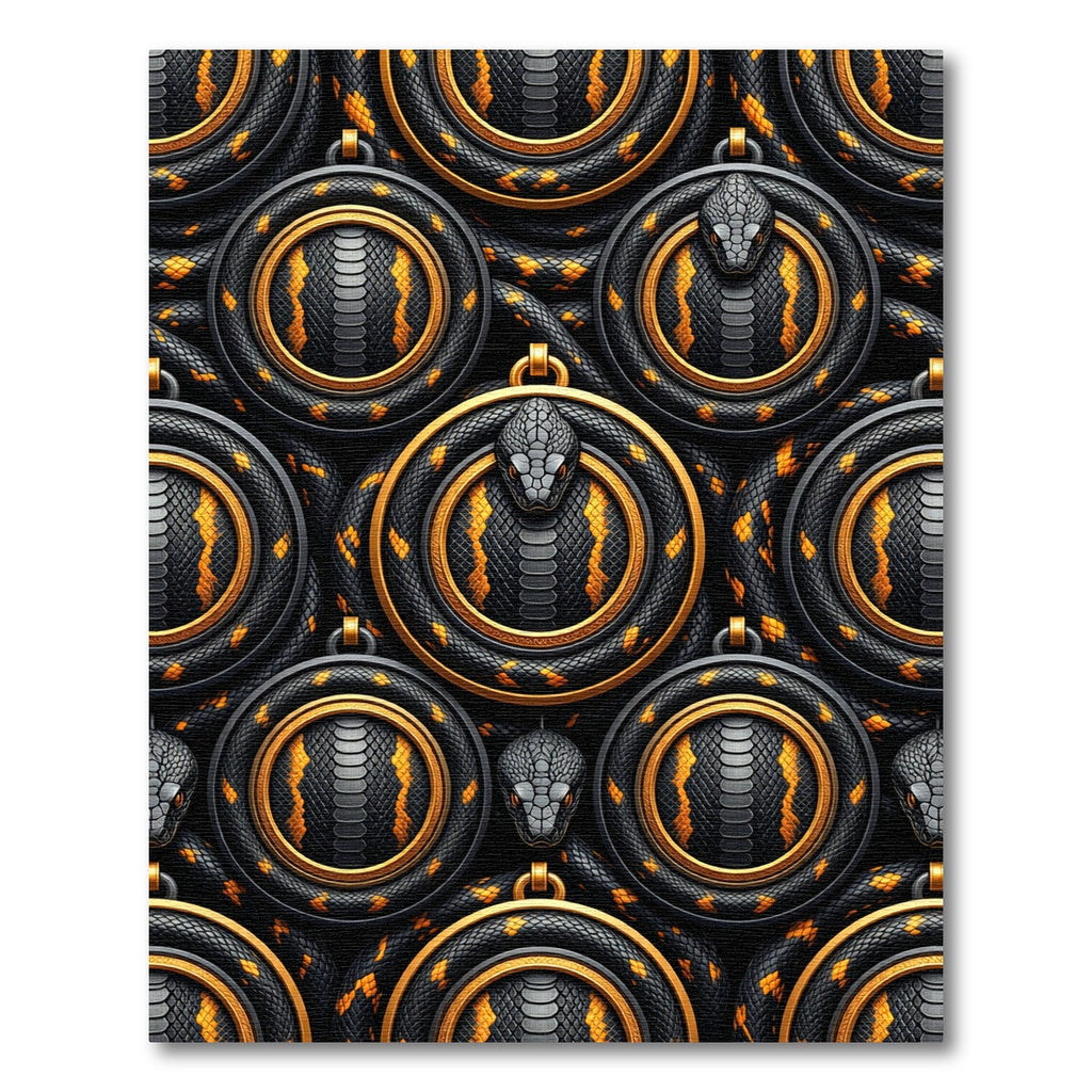 Golden Serpent Medallion Black Onyx Rug