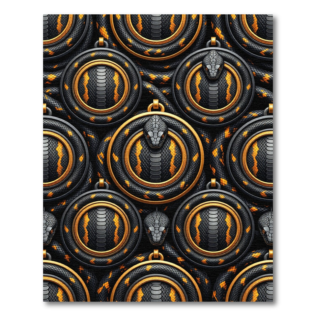 Golden Serpent Medallion Black Onyx Rug