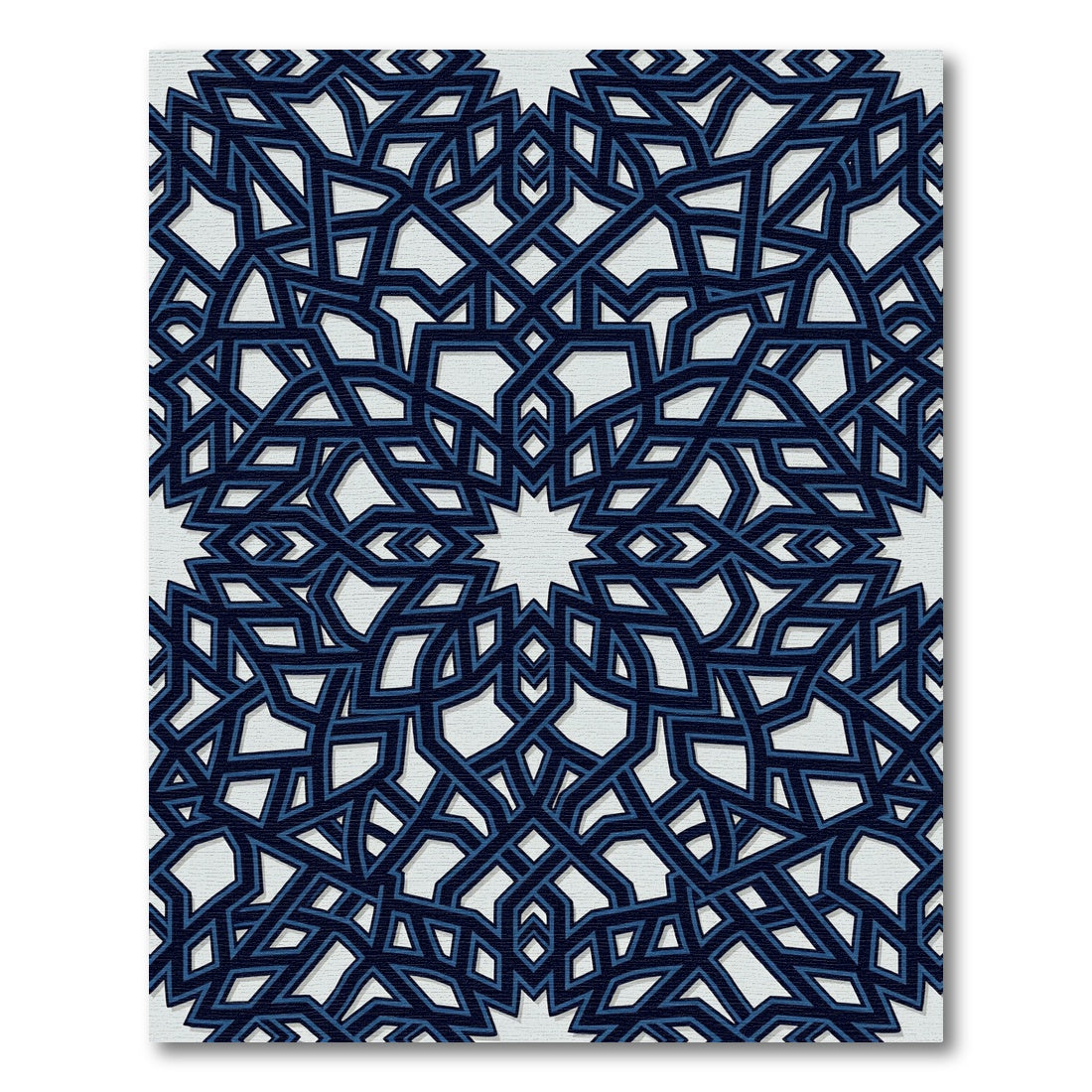 Navy Geometric Interlocking Star Tile Rug