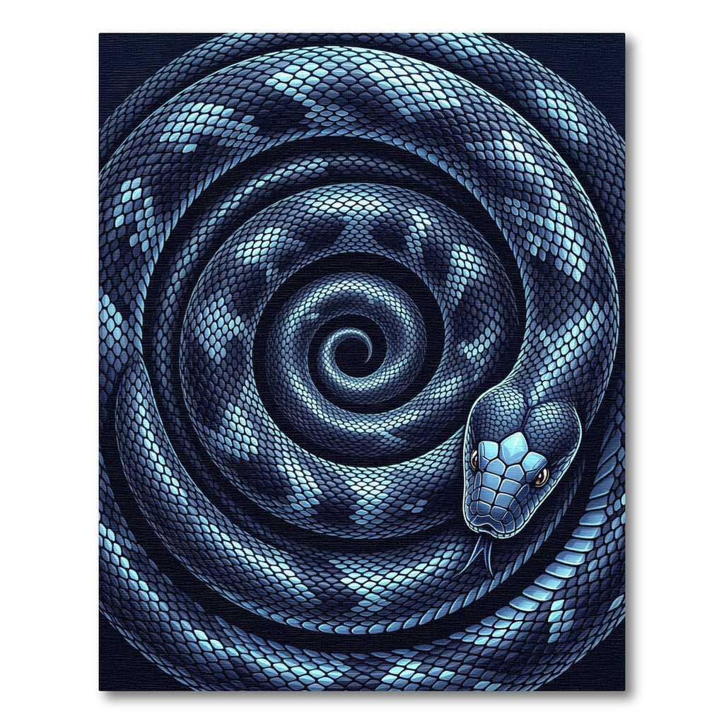 Coiled Midnight Blue Serpent Spiral Rug