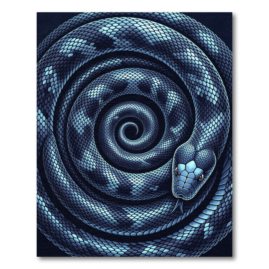 Coiled Midnight Blue Serpent Spiral Rug