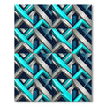 Geometric Teal Silver Abstract Sculpture Rug