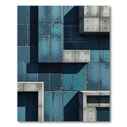 Urban Teal Concrete Grid Rug