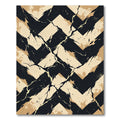 Abstract Black and Cream Chevron Crackle Rug