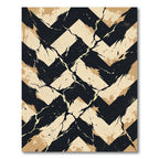 Abstract Black and Cream Chevron Crackle Rug