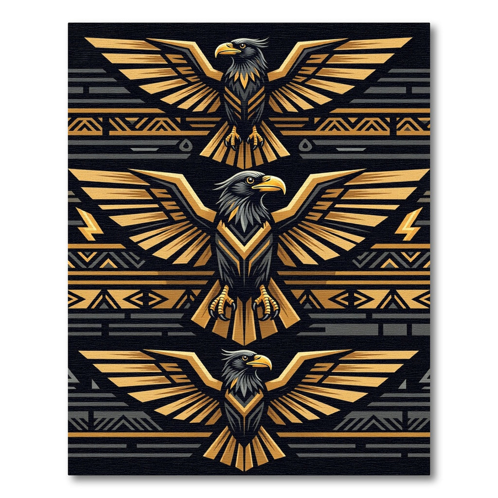 Golden Eagle Tribal Geometric Composition Rug