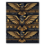 Golden Eagle Tribal Geometric Composition Rug