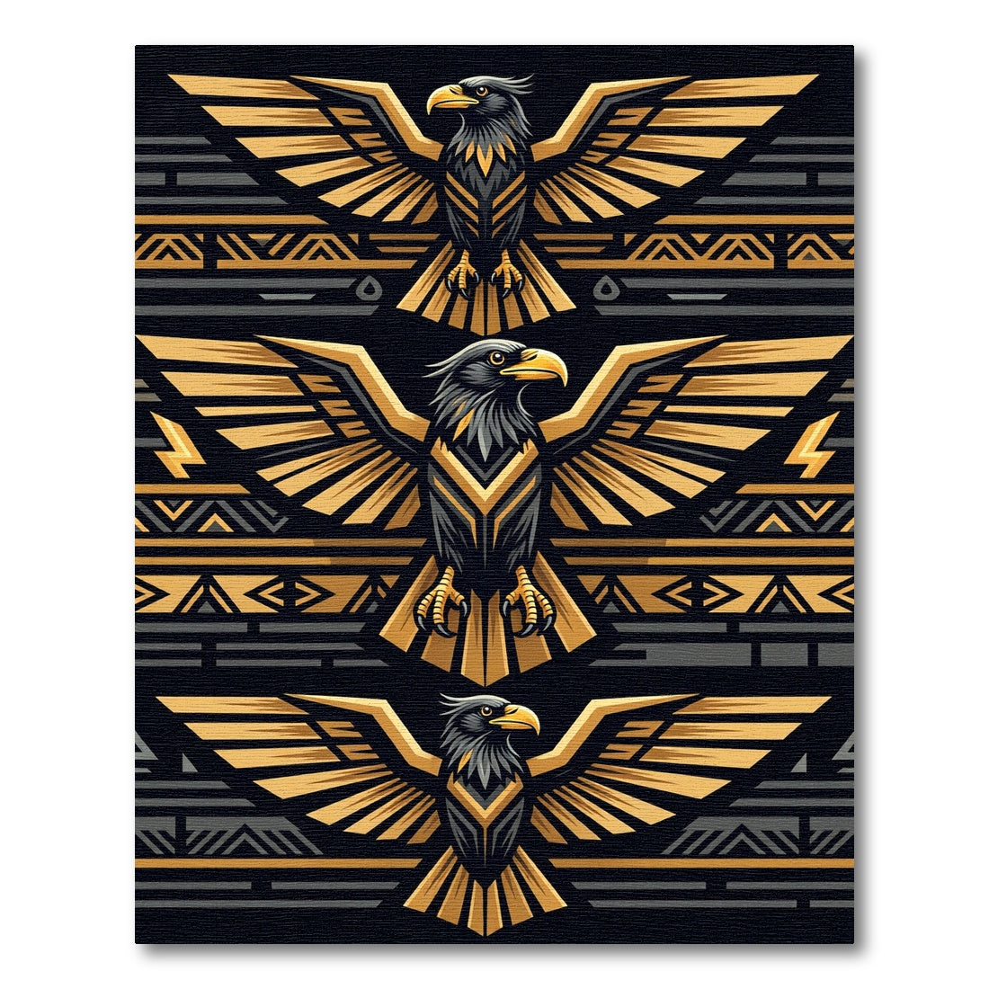 Golden Eagle Tribal Geometric Composition Rug