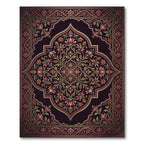 Ornate Burgundy Floral Medallion Tapestry Rug