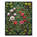 Elegant Floral Medallion Green Botanical Rug