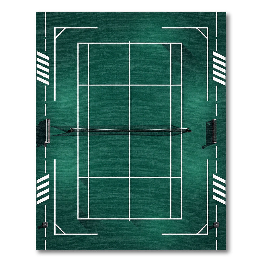 Minimalist Emerald Green Tennis Court Graphic Rug
