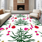 Festive Green Pine Trees Ornaments Rug