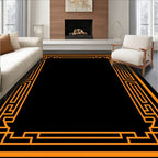 Bold Orange Geometric Border Rug