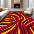 Bold Red Yellow Abstract Swirls Rug