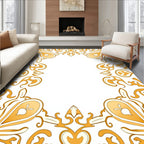 Elegant Golden Scrollwork Motif Rug
