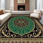 Emerald Black Golden Intricate Medallion Rug