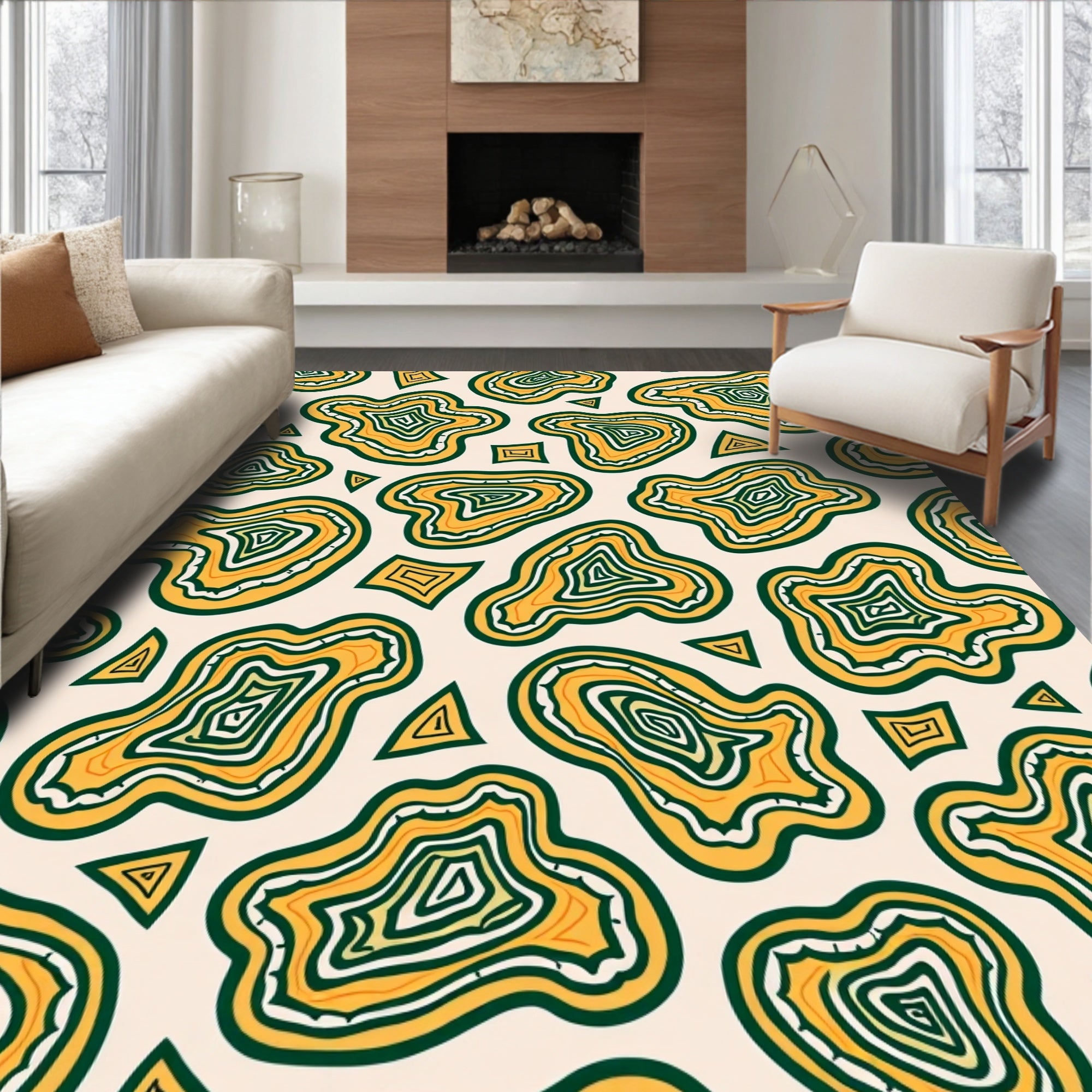 Abstract Geode Pattern Funky Design Rug