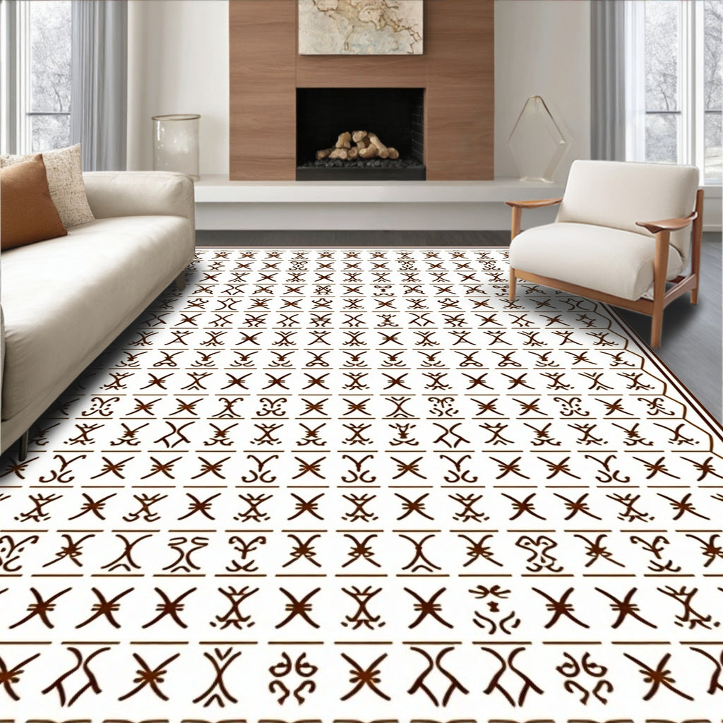 Tribal Symbols Geometric Pattern Rug