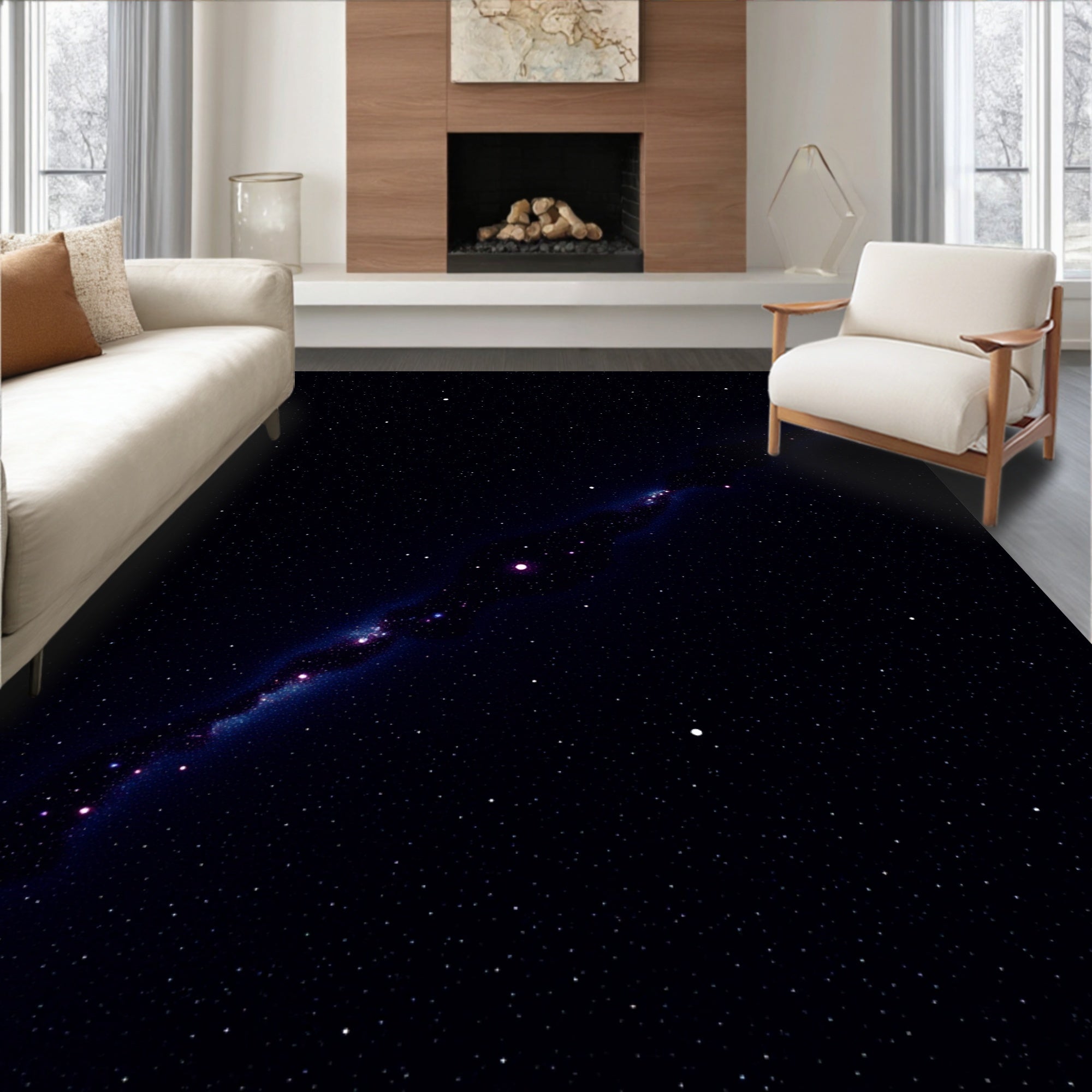 Deep Space Nebula Star Pattern Design Rug