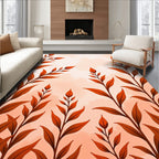 Terracotta Leafy Branch Pattern Rug