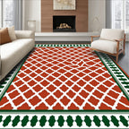 Terracotta Lattice Bordered Geometric Design Rug