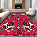 Red Floral Vine Intricate Pattern Rug