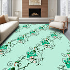 Abstract Green Swirls Pattern Rug