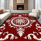 Classic Floral Medallion Red White Rug