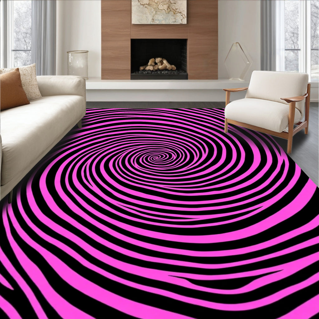 Vibrant Pink Swirl Pattern Rug