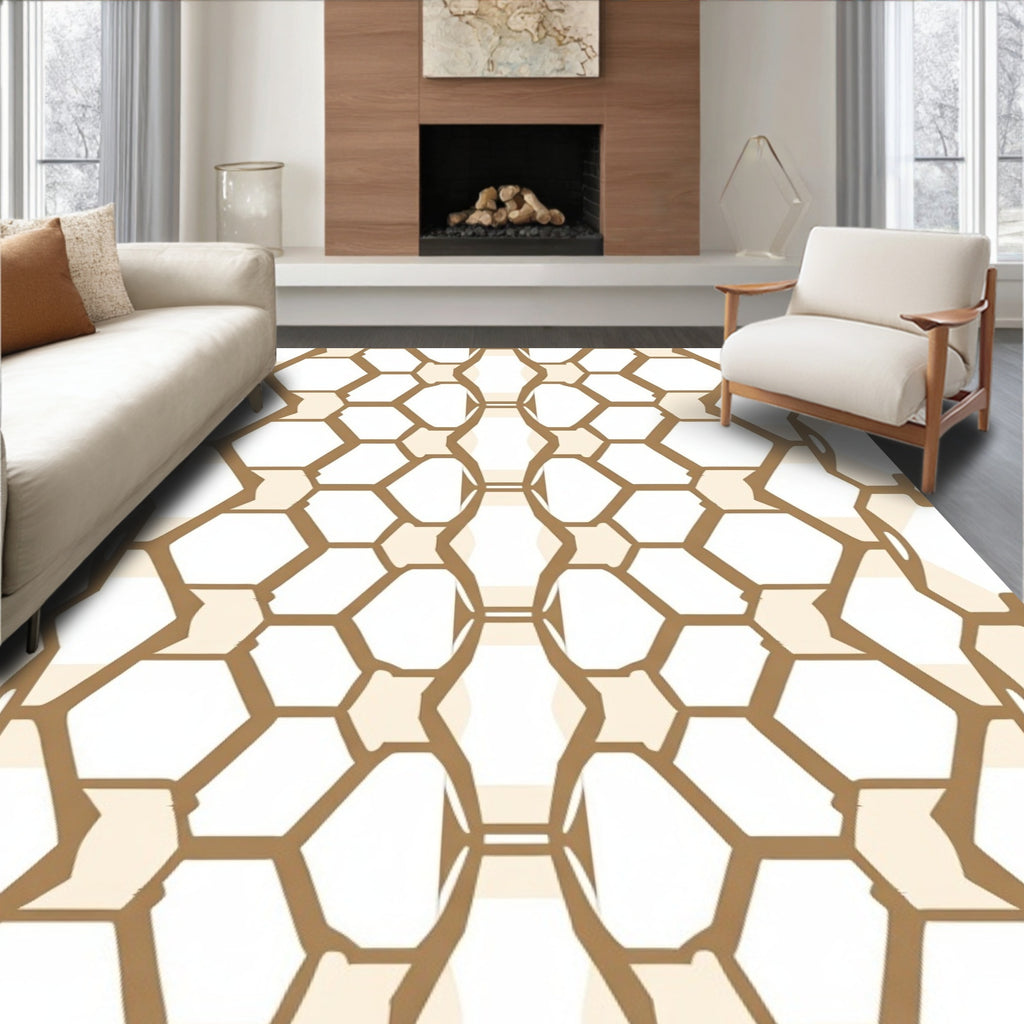 Geometric Honeycomb Structure Pattern Rug