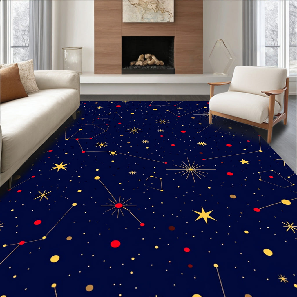 Celestial Night Sky Constellation Design Rug