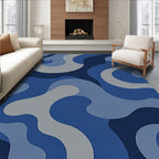 Abstract Blue Swirl Pattern Rug
