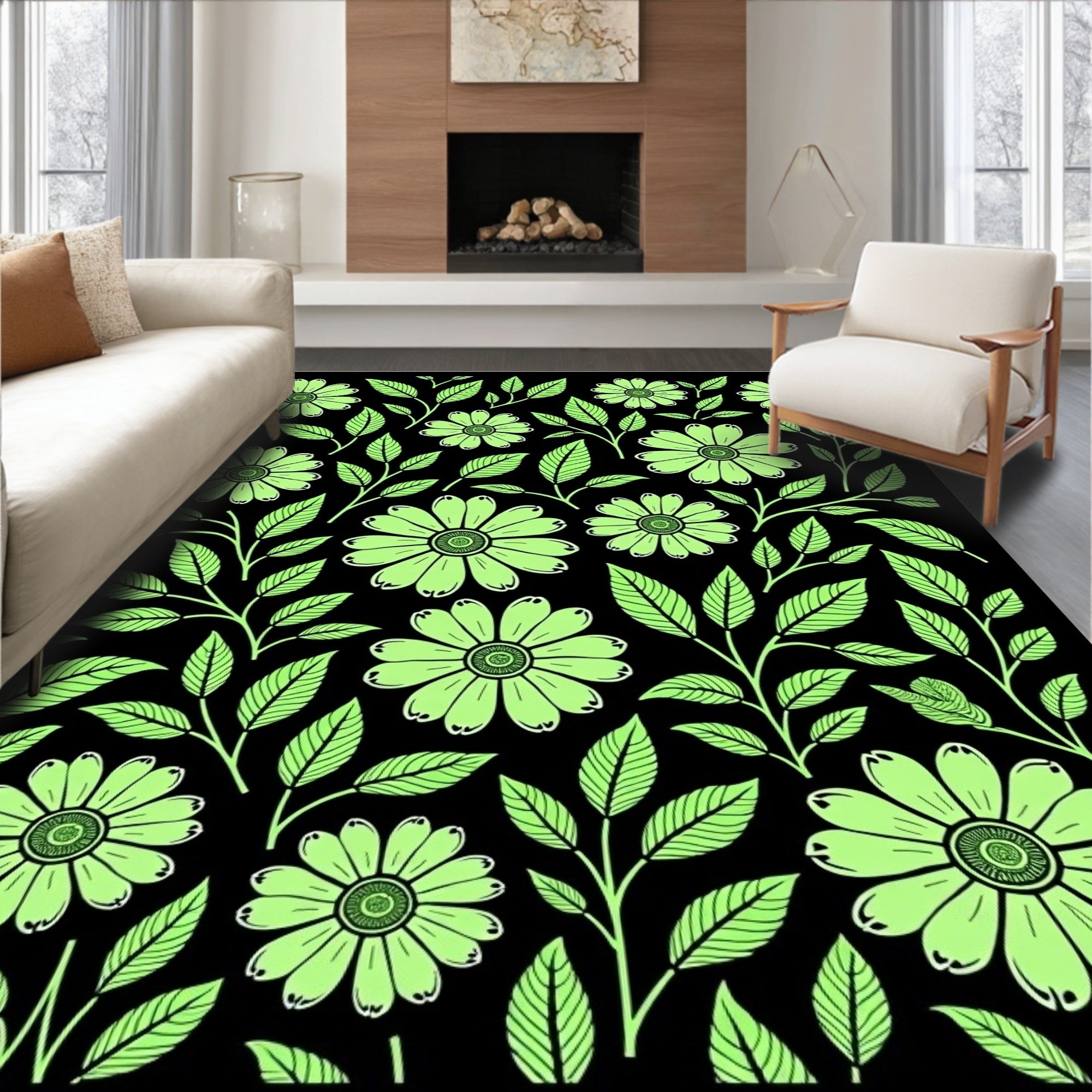 Art Nouveau Floral Pattern Rug