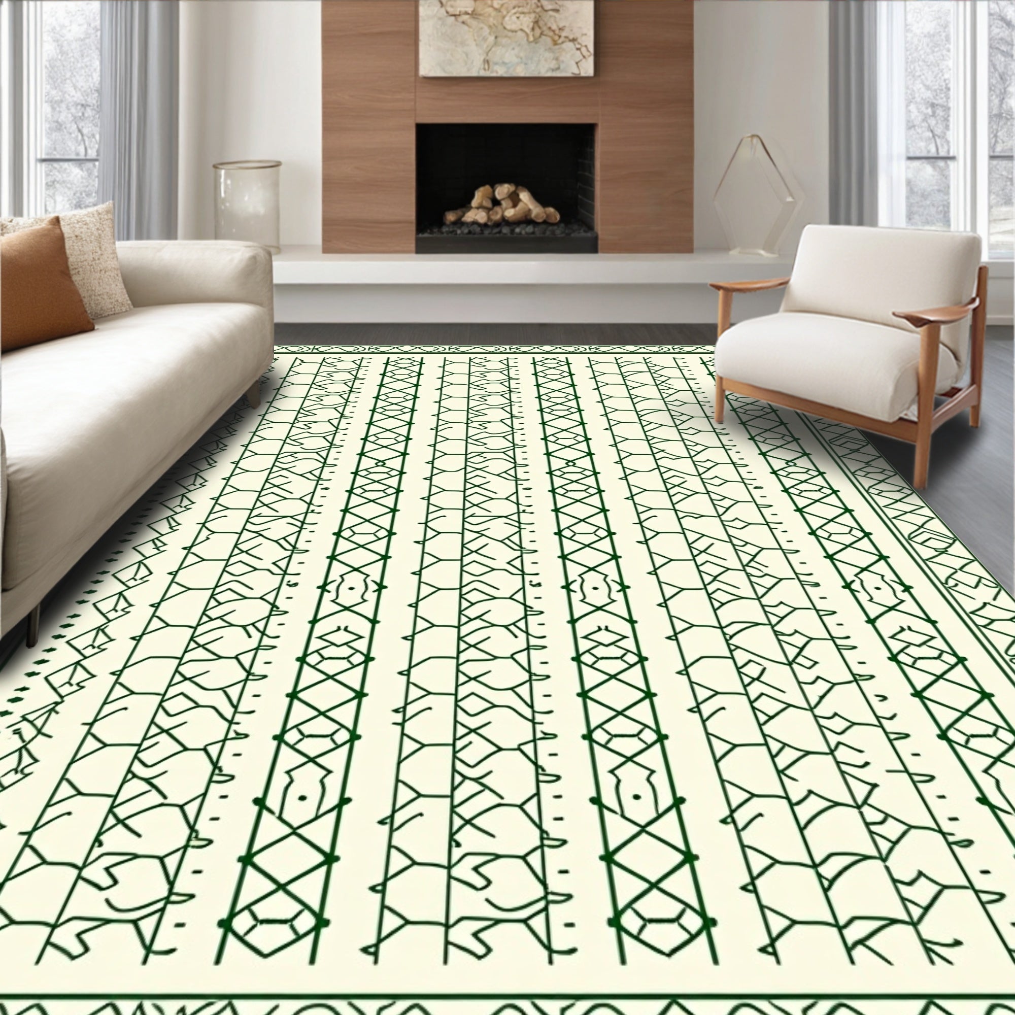 Geometric Maze Stripe Diamond Design Rug
