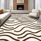 Organic Wavy Brown Stripe Pattern Rug