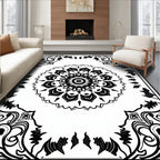 Intricate Mandala Floral Border Design Rug