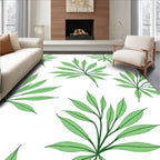 Green Leaf Patterned Fresh Design Rug