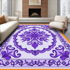 Purple Floral Mandala Rug