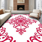 Crimson Ornate Filigree Corner Design Rug