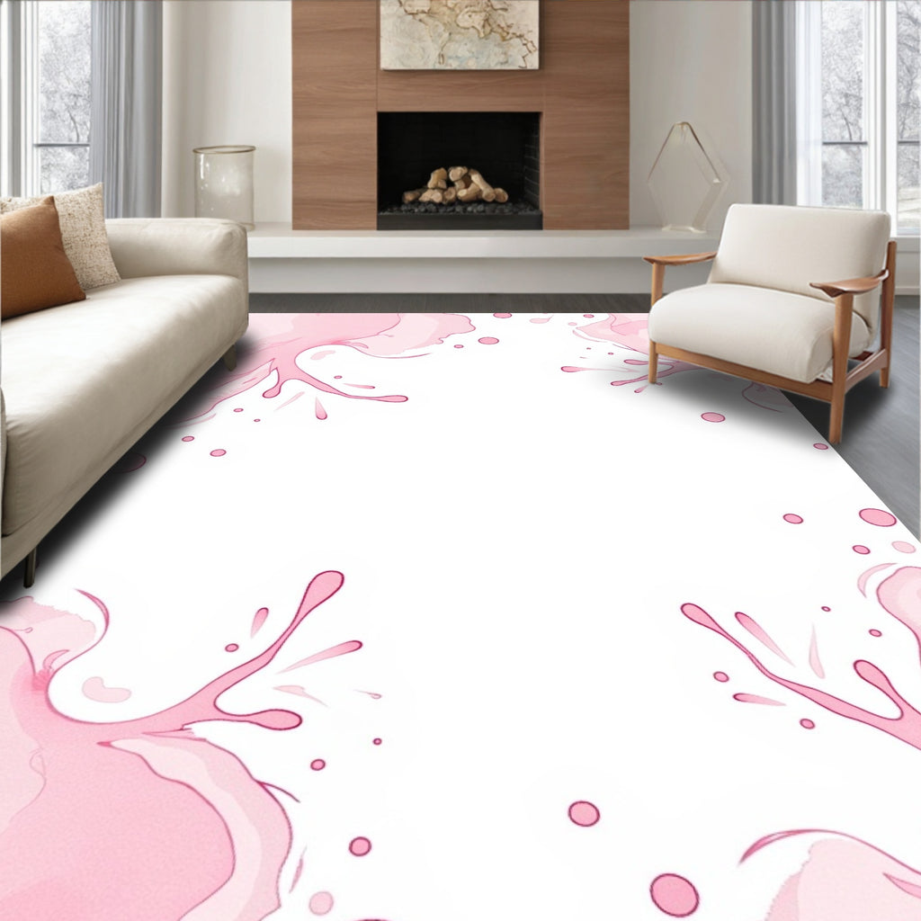 Pink Splash With Drops Pattern Rug