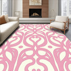 Pink Swirl Cream Pattern Rug