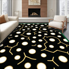 Black White Gold Abstract Circles Rug