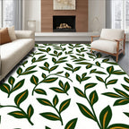 Green Leafy Branch Patterned Rug